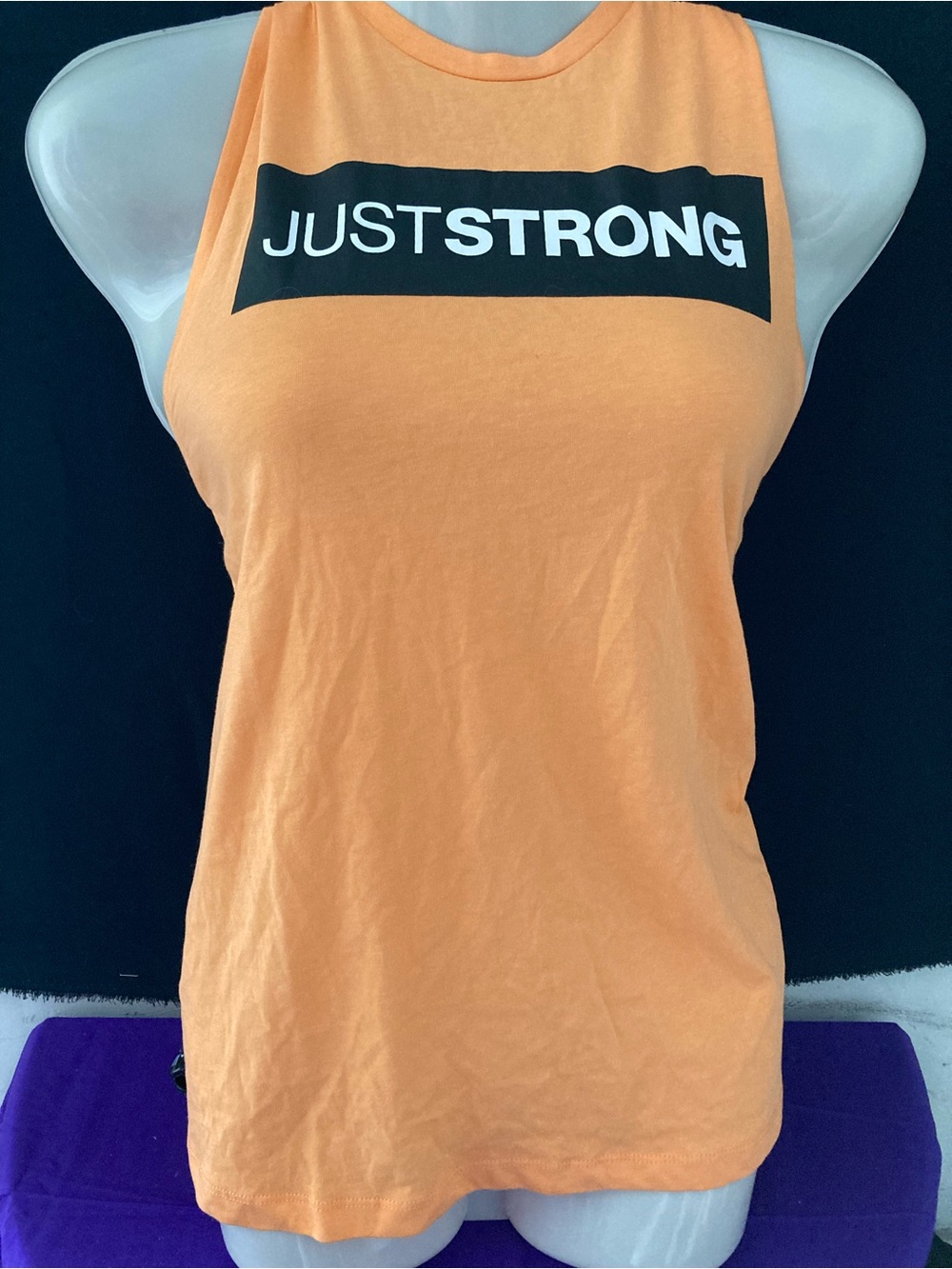 Just Strong Orange Logo Muscle Tank Workout Top Women’s Size S